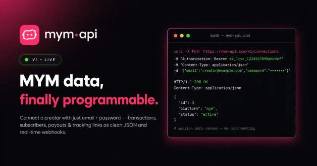 mym·api — MYM data, finally programmable